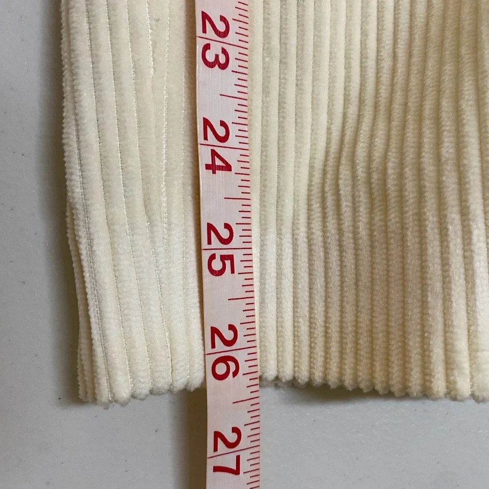 Vtg Lands End Corduroy Trousers Mens 44x26 Cream Made in USA Heritage Ivy Preppy
